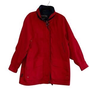 VINTAGE Red Gorpcore Coastal Rain Jacket Hooded Utility Parka Womens XL Outdoors